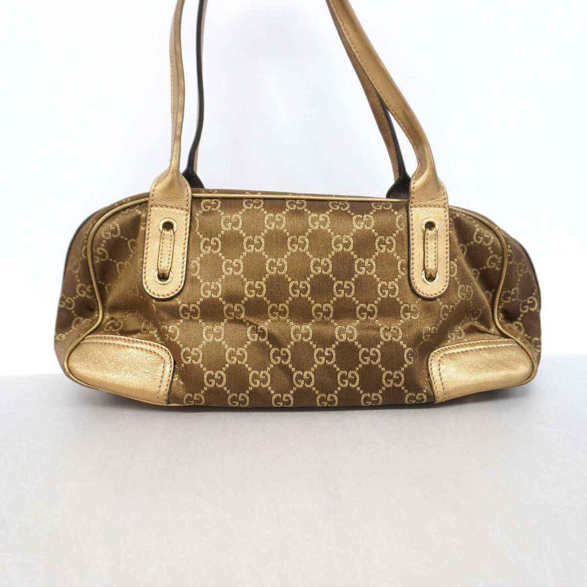 【6kd3387】グッチ ハンドバッグ GGナイロン 161720 ナイロン ブラウン シャンパンゴールド金具【中古】レディース