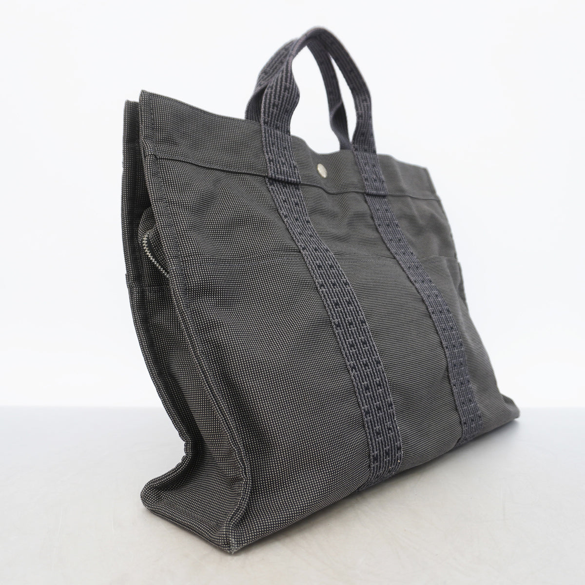 【6kd3388】エルメス トートバッグ エールラインMM ナイロン グレー シルバー金具【中古】レディース