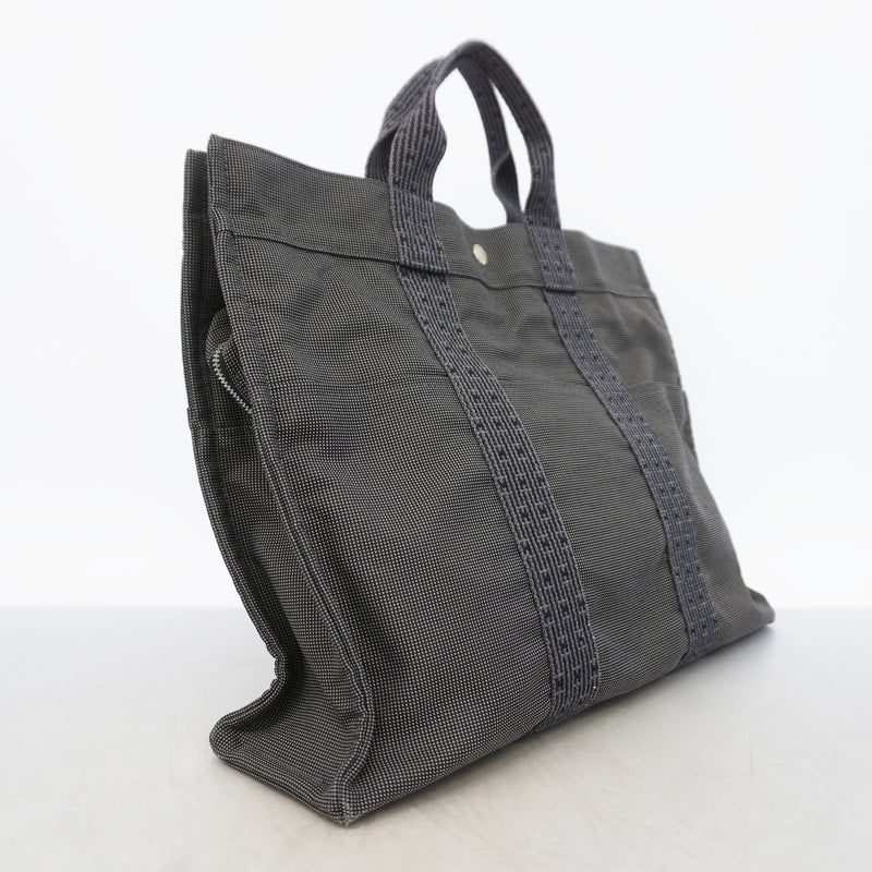【6kd3388】エルメス トートバッグ エールラインMM ナイロン グレー シルバー金具【中古】レディース