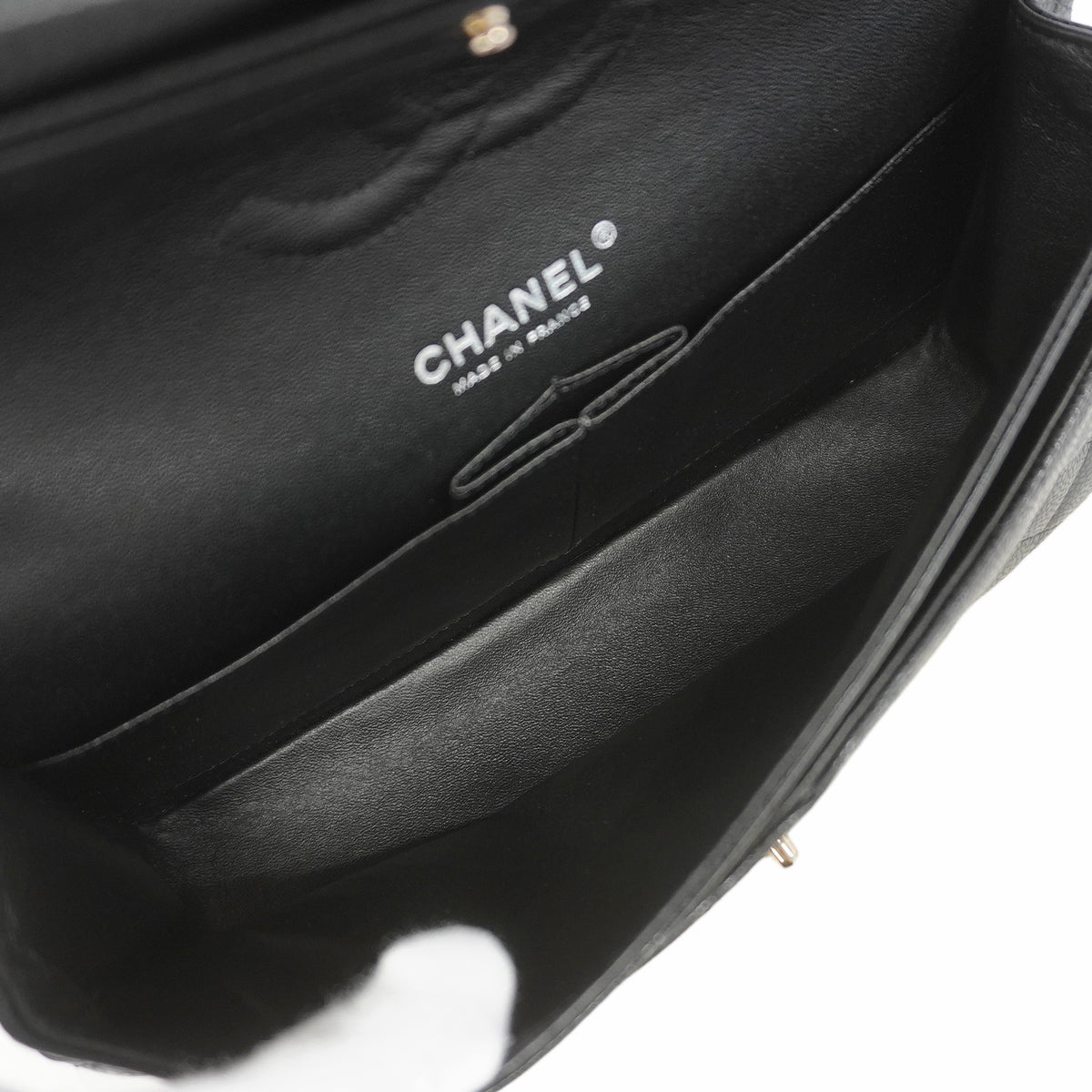 【6kd3390】シャネル ショルダーバッグ マトラッセ Wフラップ Wチェーン キャビアスキン ブラック シルバー金具【中古】レディース