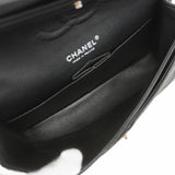 【6kd3390】シャネル ショルダーバッグ マトラッセ Wフラップ Wチェーン キャビアスキン ブラック シルバー金具【中古】レディース