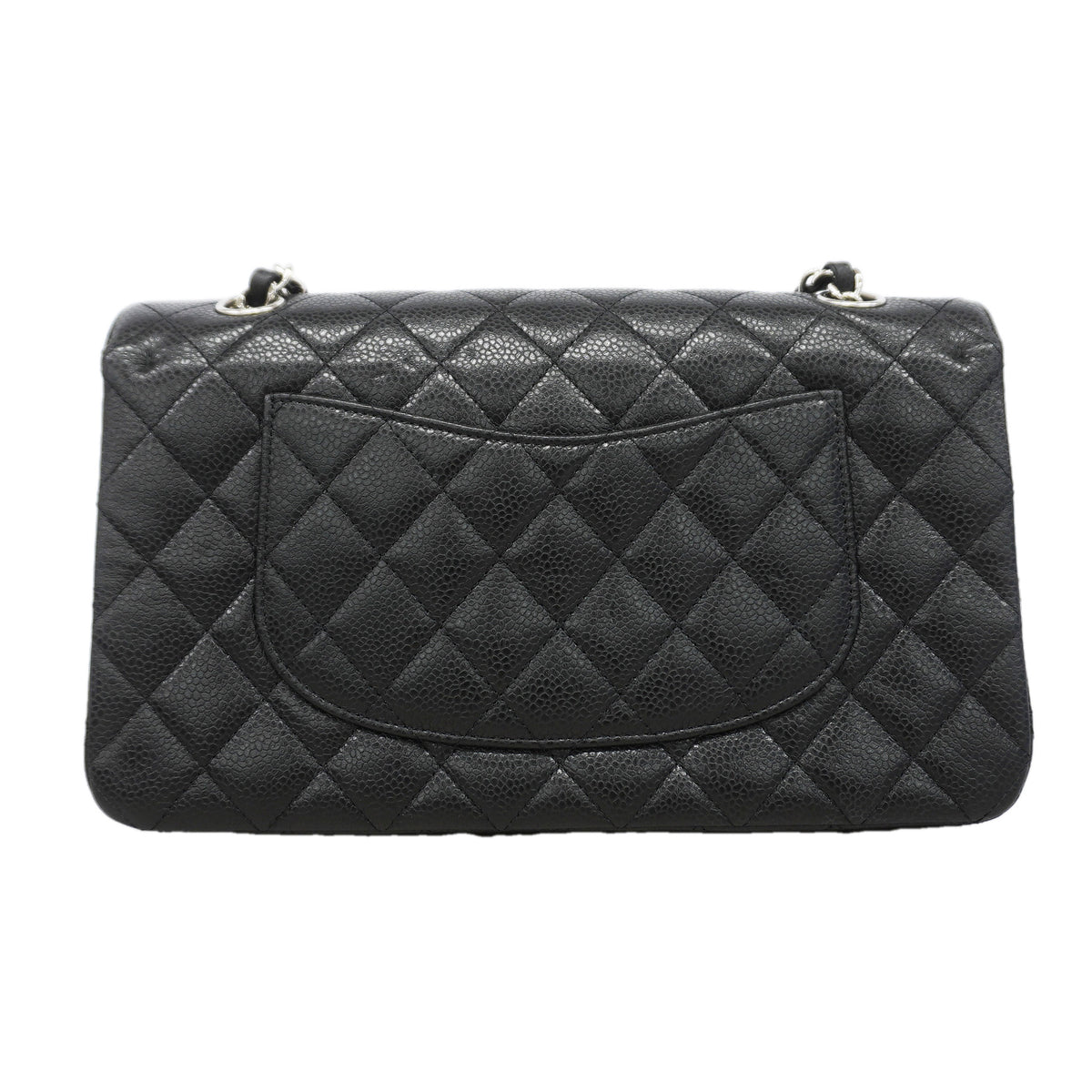 【6kd3390】シャネル ショルダーバッグ マトラッセ Wフラップ Wチェーン キャビアスキン ブラック シルバー金具【中古】レディース