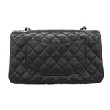 【6kd3390】シャネル ショルダーバッグ マトラッセ Wフラップ Wチェーン キャビアスキン ブラック シルバー金具【中古】レディース