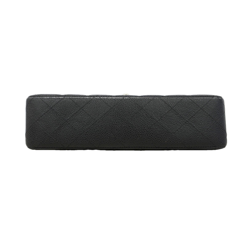 【6kd3390】シャネル ショルダーバッグ マトラッセ Wフラップ Wチェーン キャビアスキン ブラック シルバー金具【中古】レディース