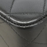 【6kd3391】シャネル ショルダーバッグ マトラッセ Wフラップ Wチェーン ラムスキン ブラック シルバー金具【中古】レディース