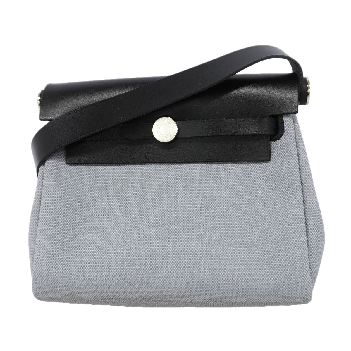 【6kd3393】エルメス ショルダーバッグ エールバッグジップミニ トワルアッシュ ブラック グレー シルバー金具 K刻印【中古】レディース