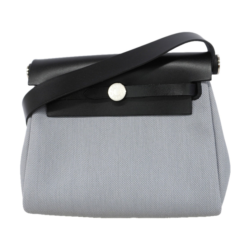 【6kd3393】エルメス ショルダーバッグ エールバッグジップミニ トワルアッシュ ブラック グレー シルバー金具 K刻印【中古】レディース