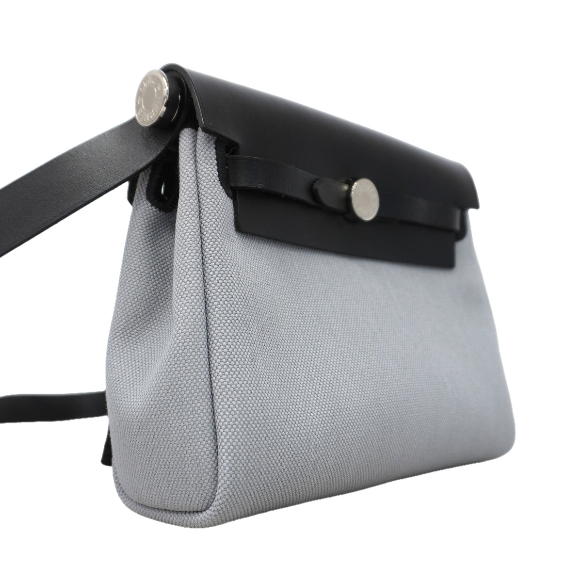 【6kd3393】エルメス ショルダーバッグ エールバッグジップミニ トワルアッシュ ブラック グレー シルバー金具 K刻印【中古】レディース