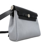 【6kd3393】エルメス ショルダーバッグ エールバッグジップミニ トワルアッシュ ブラック グレー シルバー金具 K刻印【中古】レディース