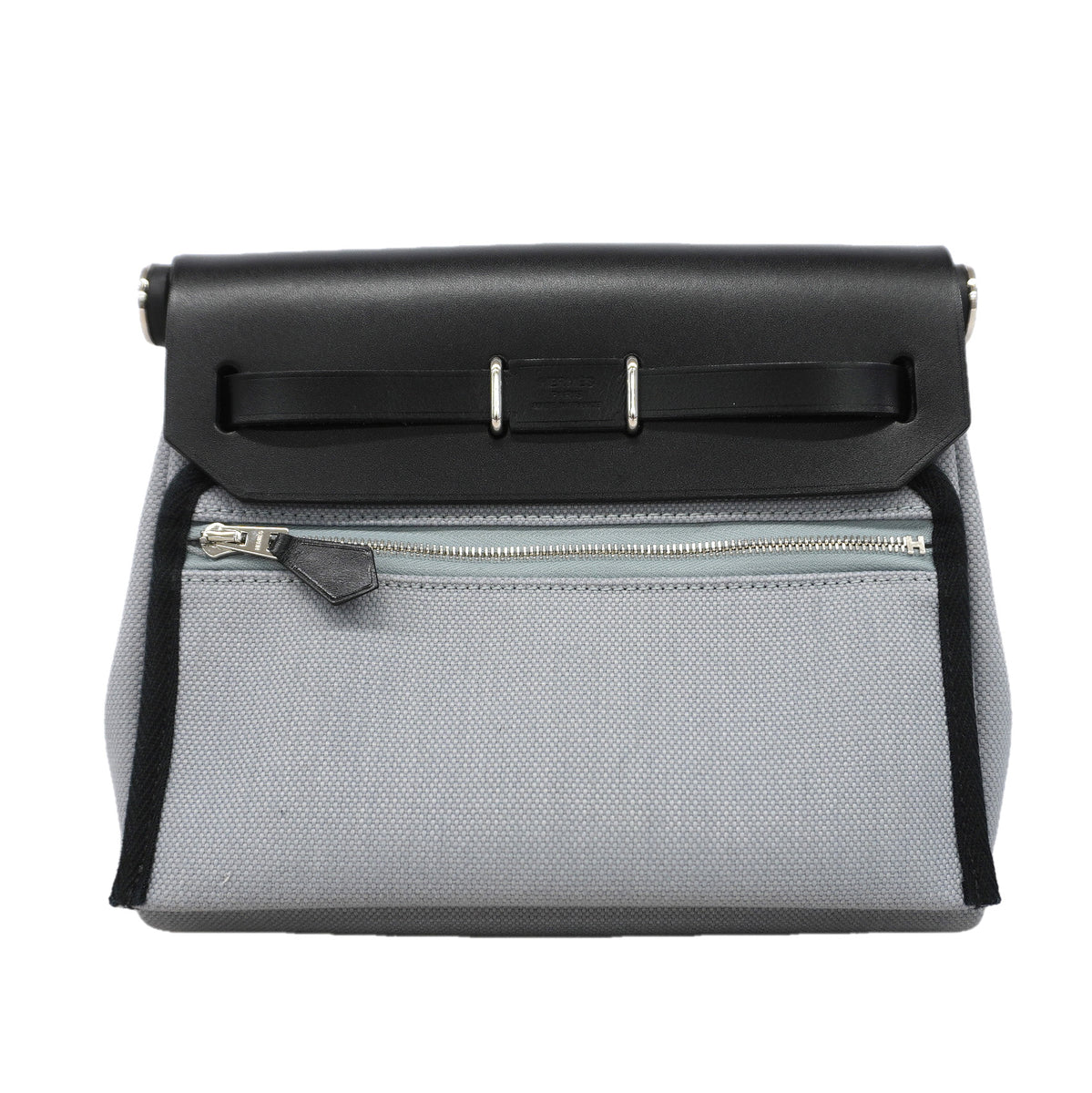【6kd3393】エルメス ショルダーバッグ エールバッグジップミニ トワルアッシュ ブラック グレー シルバー金具 K刻印【中古】レディース