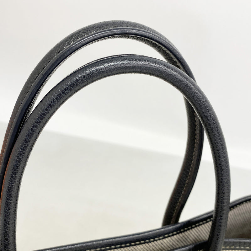 【6kd3402】エルメス トートバッグ ガーデンパーティTPM トワルアッシュ ブラック シルバー金具 □J刻印 2wayバッグ【中古】レディース