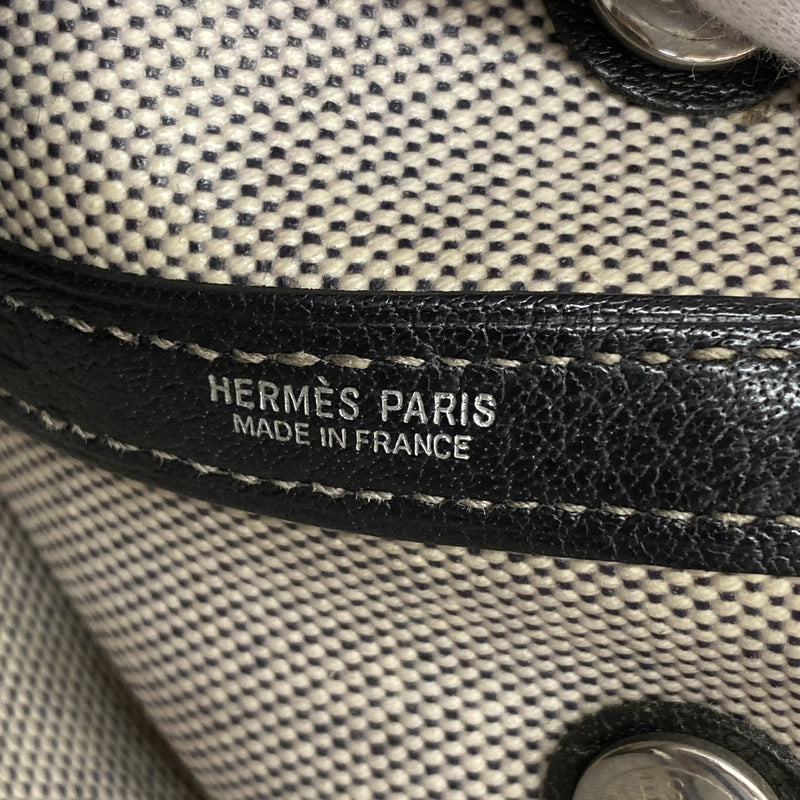 【6kd3402】エルメス トートバッグ ガーデンパーティTPM トワルアッシュ ブラック シルバー金具 □J刻印 2wayバッグ【中古】レディース