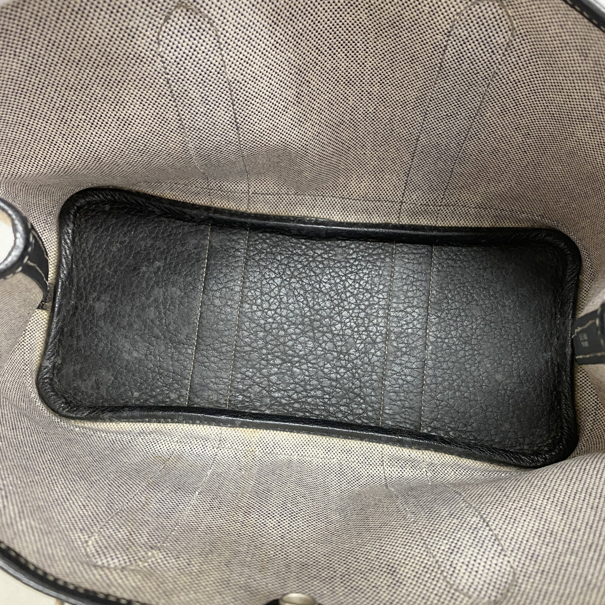 【6kd3402】エルメス トートバッグ ガーデンパーティTPM トワルアッシュ ブラック シルバー金具 □J刻印 2wayバッグ【中古】レディース