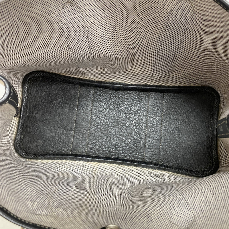 【6kd3402】エルメス トートバッグ ガーデンパーティTPM トワルアッシュ ブラック シルバー金具 □J刻印 2wayバッグ【中古】レディース