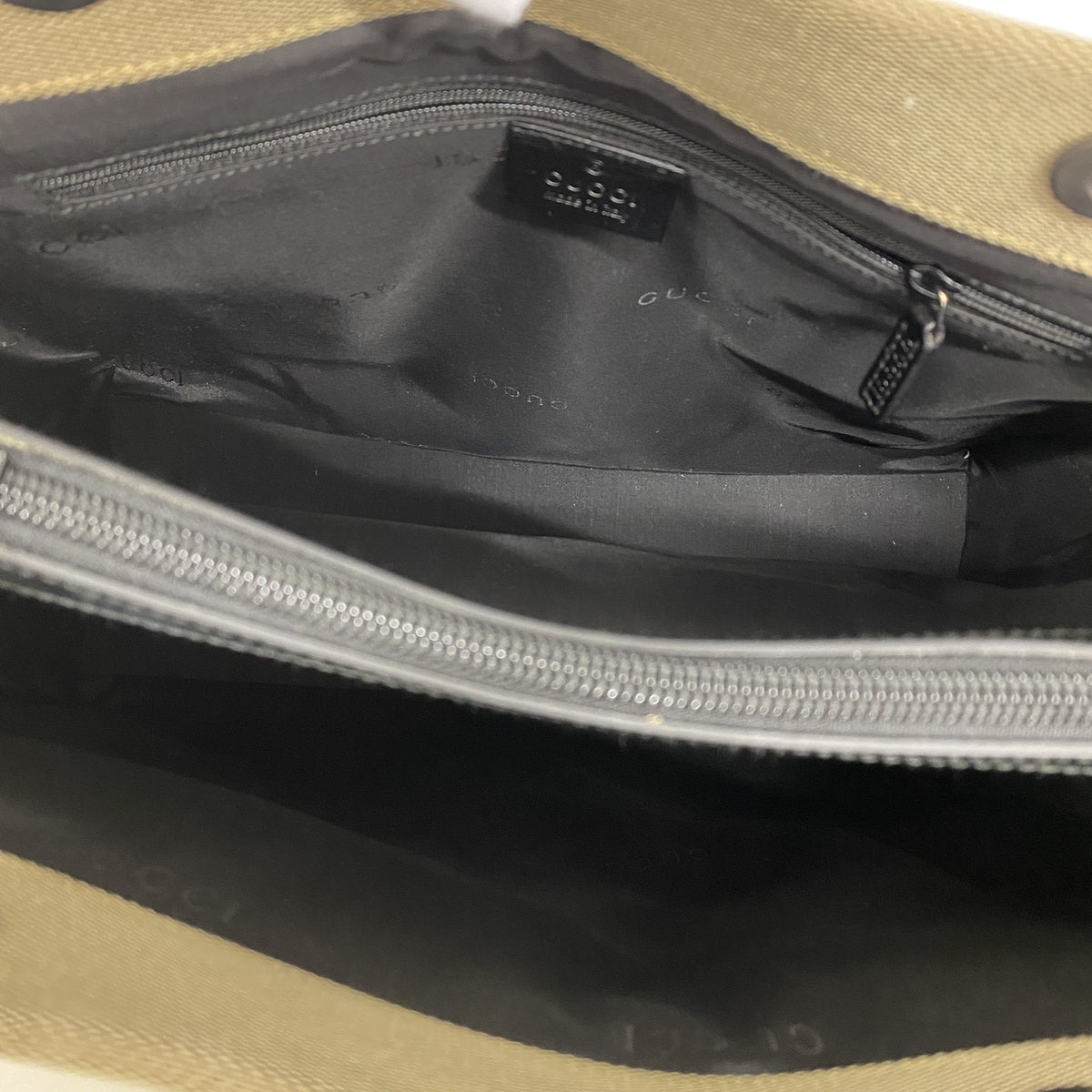 【6kd3418】グッチ ハンドバッグ バンブー 002 1010 ナイロンキャンバス カーキ シルバー金具【中古】レディース