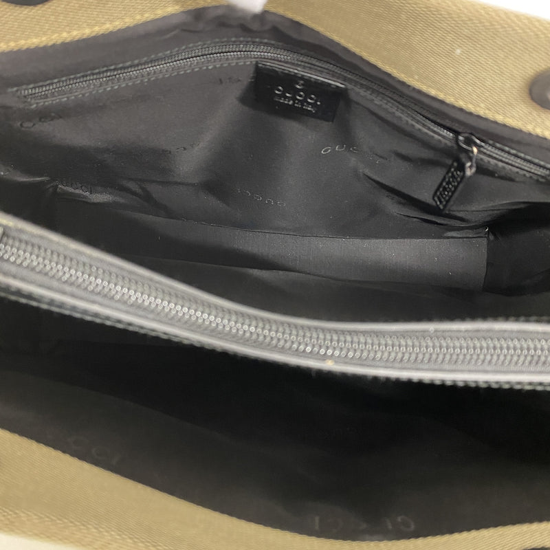 【6kd3418】グッチ ハンドバッグ バンブー 002 1010 ナイロンキャンバス カーキ シルバー金具【中古】レディース