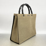 【6kd3418】グッチ ハンドバッグ バンブー 002 1010 ナイロンキャンバス カーキ シルバー金具【中古】レディース