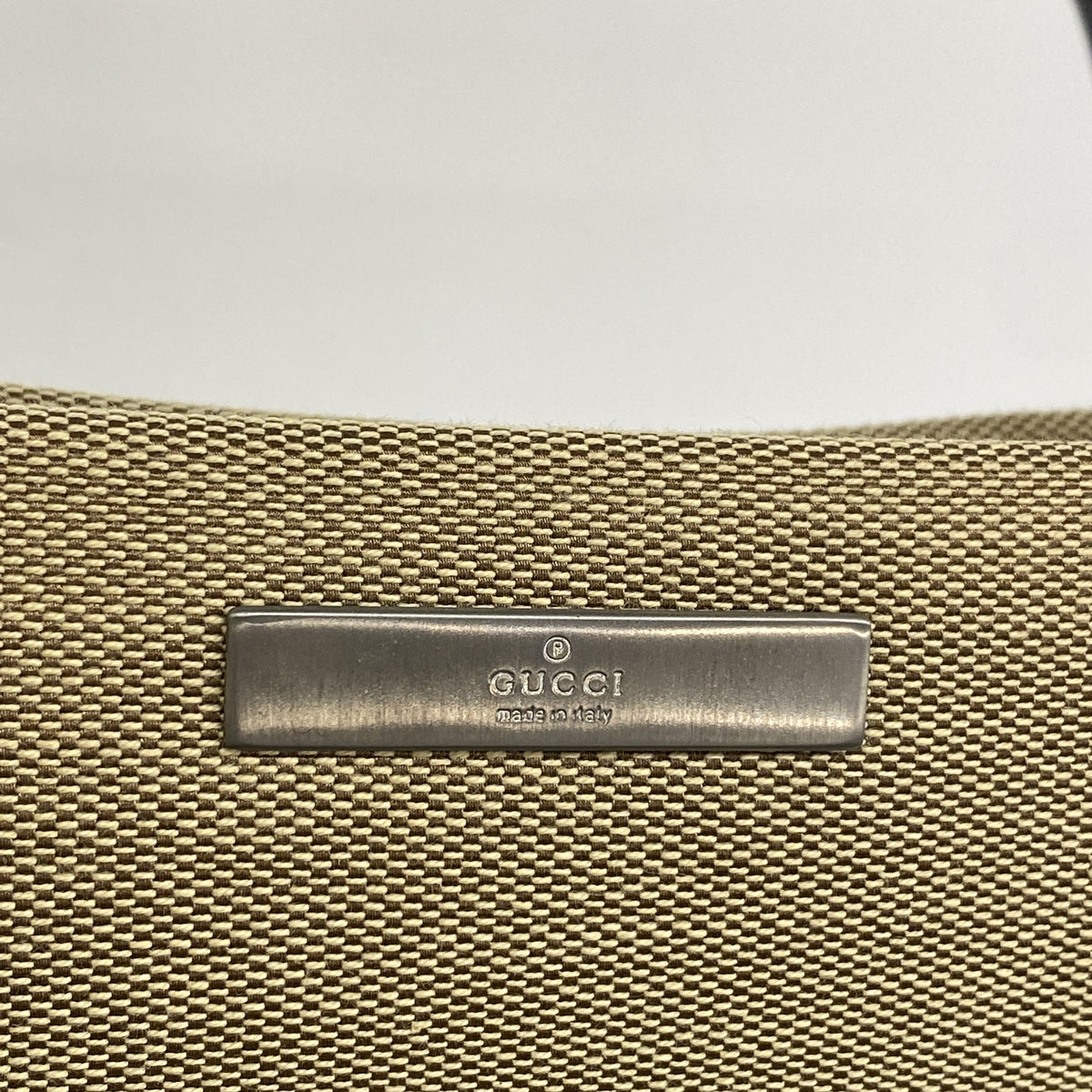 【6kd3418】グッチ ハンドバッグ バンブー 002 1010 ナイロンキャンバス カーキ シルバー金具【中古】レディース