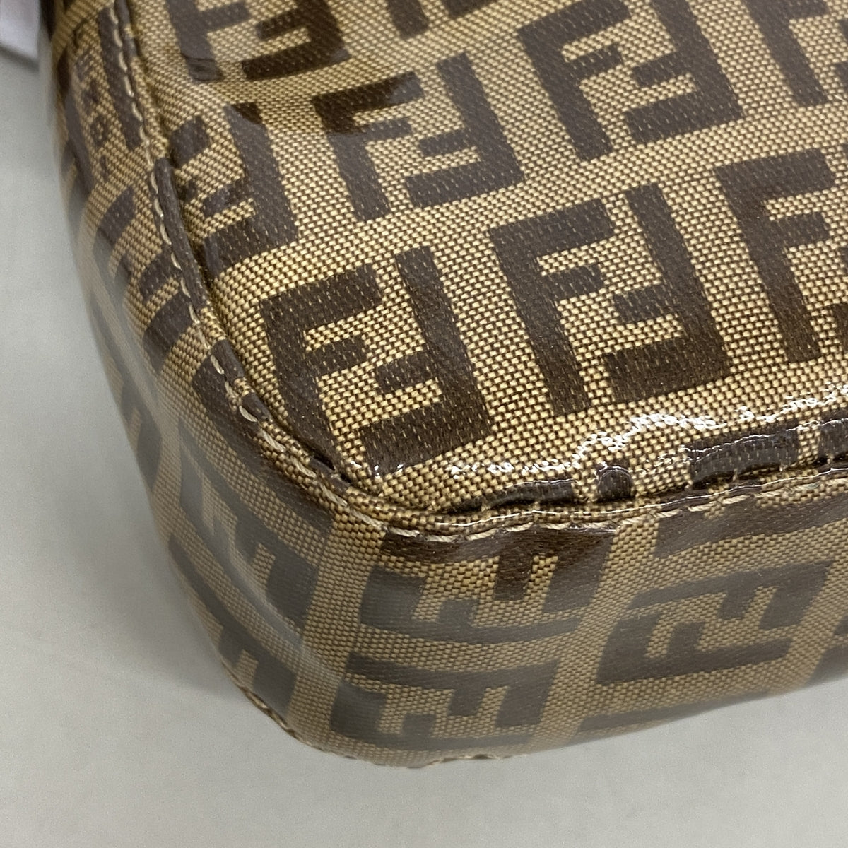 【6kd3419】フェンディ ハンドバッグ ズッキーノ マンマバケット コーティングキャンバス ブラウン ゴールド金具【中古】レディース