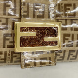 【6kd3419】フェンディ ハンドバッグ ズッキーノ マンマバケット コーティングキャンバス ブラウン ゴールド金具【中古】レディース