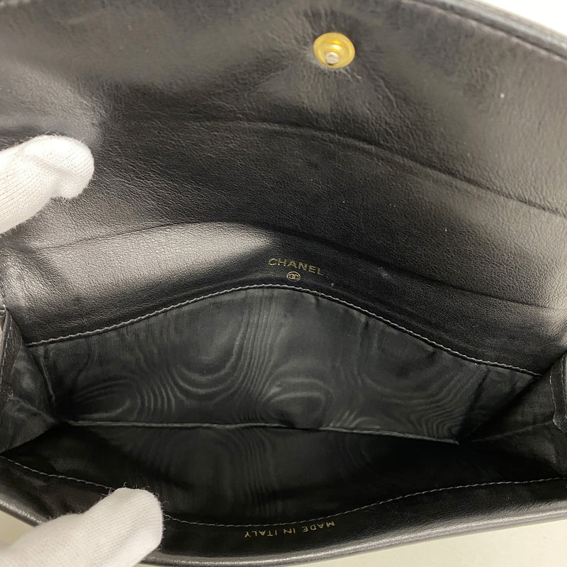 【6kd3420】シャネル 長財布 キャビアスキン ブラック ゴールド金具【中古】メンズ レディース ユニセックス