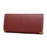 【6kd3421】カルティエ 長財布 マスト レザー ボルドー ゴールド金具【中古】レディース