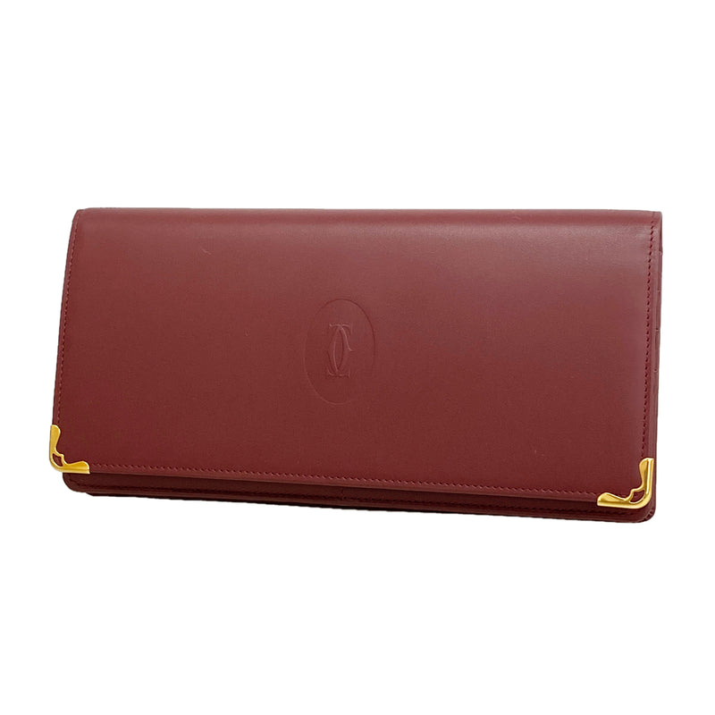 【6kd3421】カルティエ 長財布 マスト レザー ボルドー ゴールド金具【中古】レディース