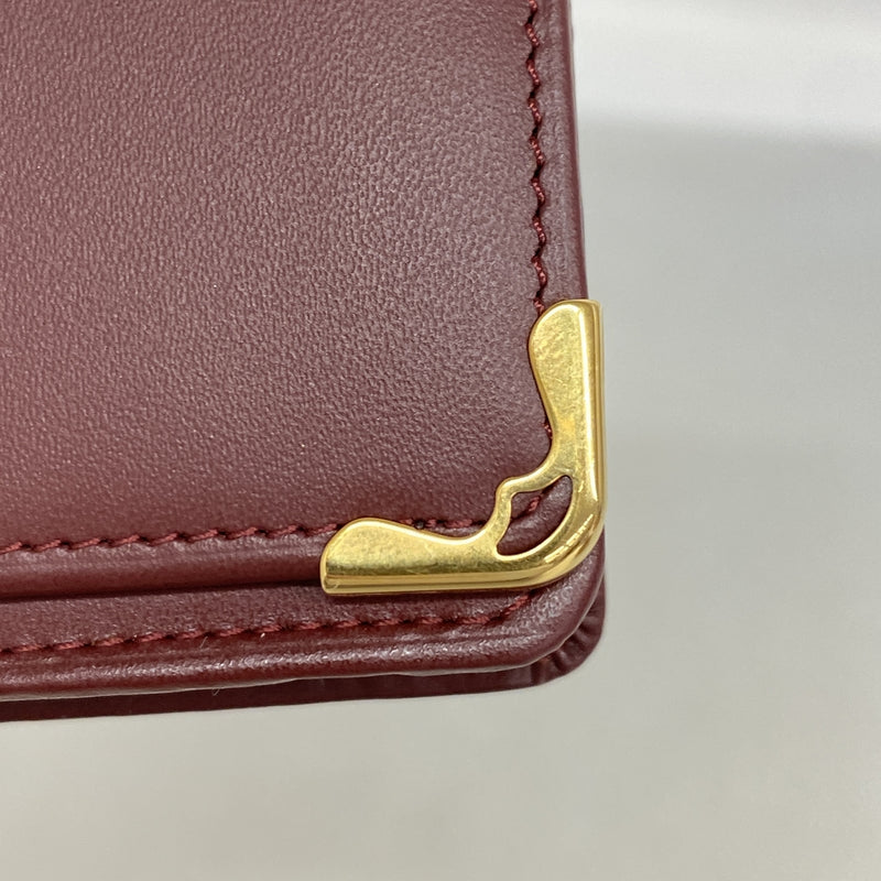 【6kd3421】カルティエ 長財布 マスト レザー ボルドー ゴールド金具【中古】レディース
