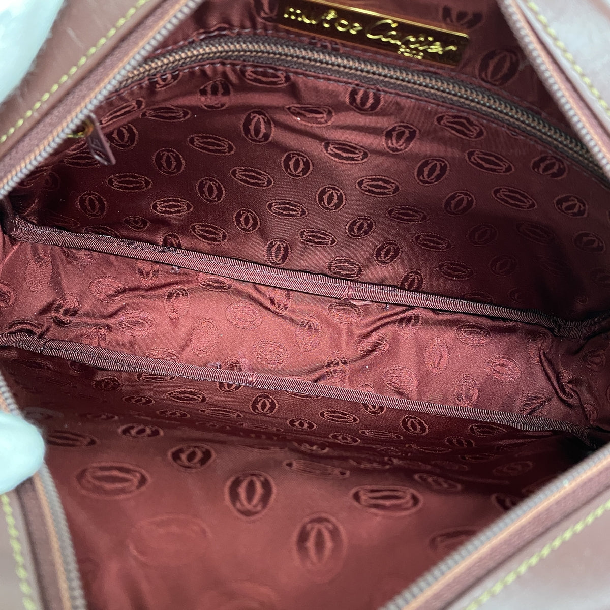 【6kd3422】カルティエ ショルダーバッグ マスト レザー ボルドー ゴールド金具【中古】レディース