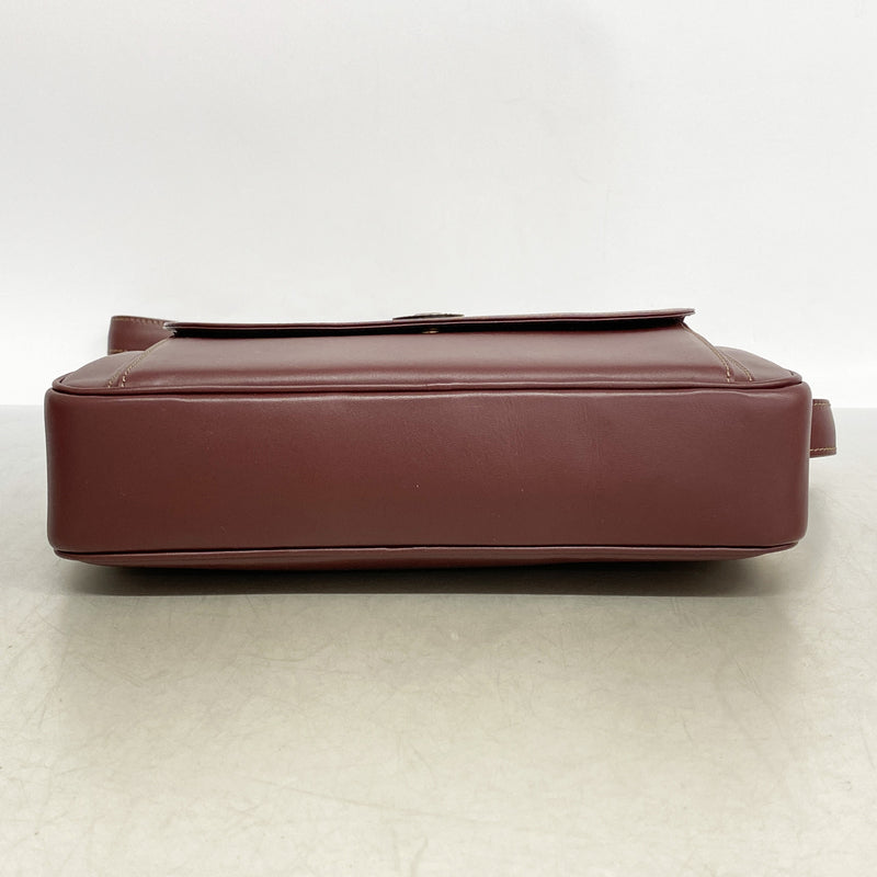 【6kd3422】カルティエ ショルダーバッグ マスト レザー ボルドー ゴールド金具【中古】レディース