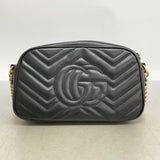 【6kd3423】グッチ ショルダーバッグ GGマーモント 447632 レザー ブラック ゴールド金具【中古】レディース