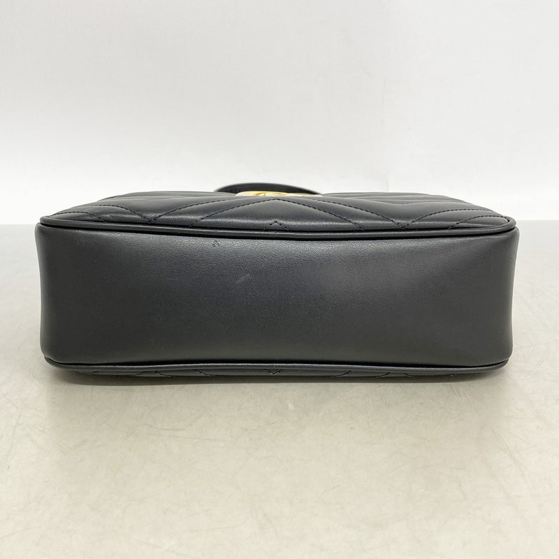 【6kd3423】グッチ ショルダーバッグ GGマーモント 447632 レザー ブラック ゴールド金具【中古】レディース