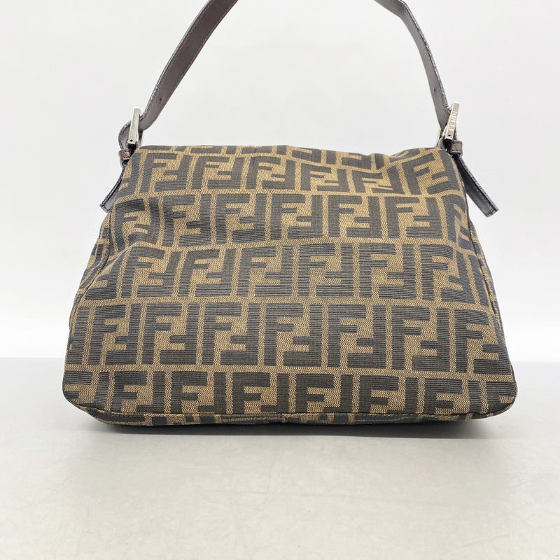 【6kd3435】フェンディ ハンドバッグ ズッカ ナイロンキャンバス ブラウン シルバー金具【中古】レディース