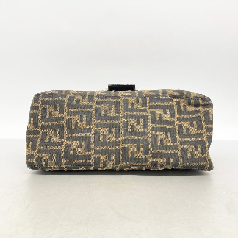 【6kd3435】フェンディ ハンドバッグ ズッカ ナイロンキャンバス ブラウン シルバー金具【中古】レディース