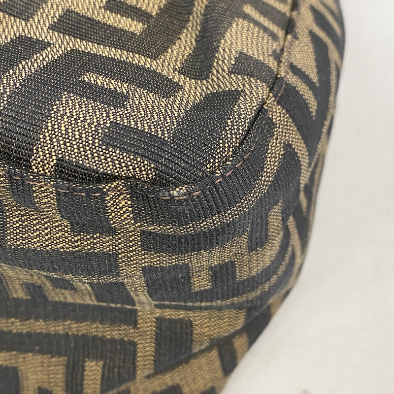 【6kd3435】フェンディ ハンドバッグ ズッカ ナイロンキャンバス ブラウン シルバー金具【中古】レディース