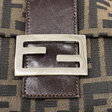 【6kd3435】フェンディ ハンドバッグ ズッカ ナイロンキャンバス ブラウン シルバー金具【中古】レディース