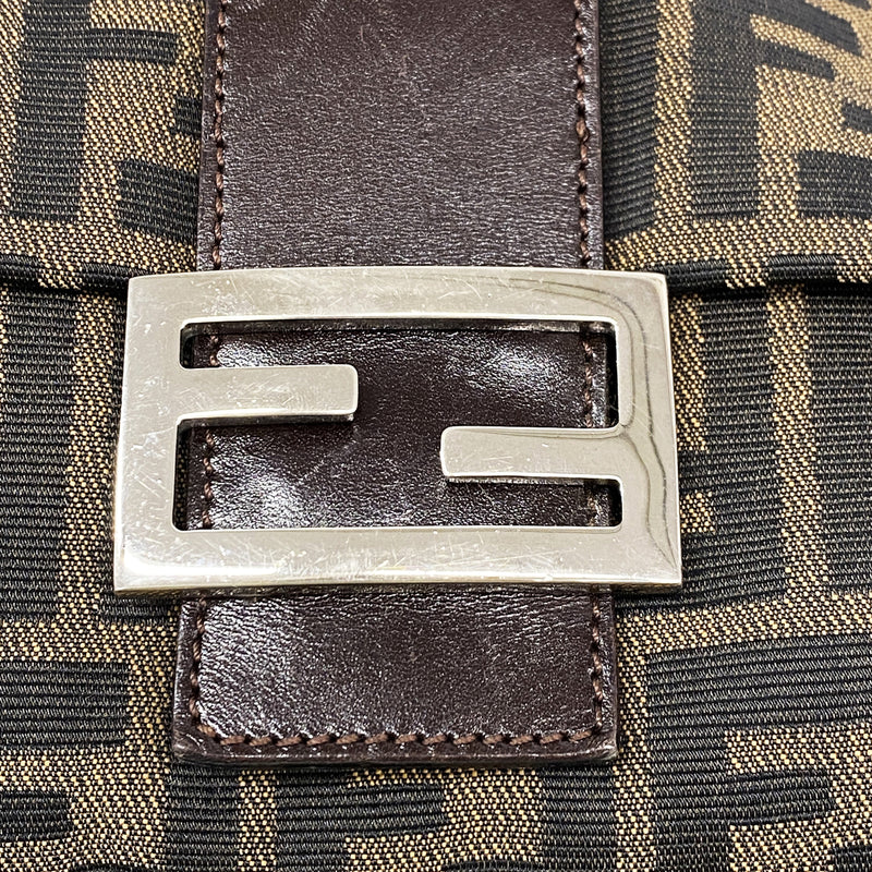 【6kd3435】フェンディ ハンドバッグ ズッカ ナイロンキャンバス ブラウン シルバー金具【中古】レディース