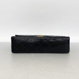 【6kd3436】シャネル ショルダーバッグ マトラッセ Wフラップ Wチェーン ラムスキン ブラック ゴールド金具【中古】レディース