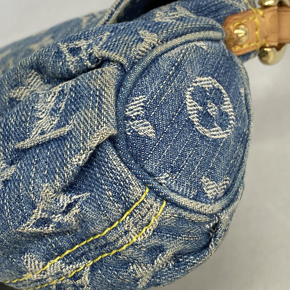 【6kd3445】ルイヴィトン ショルダーバッグ モノグラム・デニム ミニプリーティ M95050 ブルー【中古】レディース
