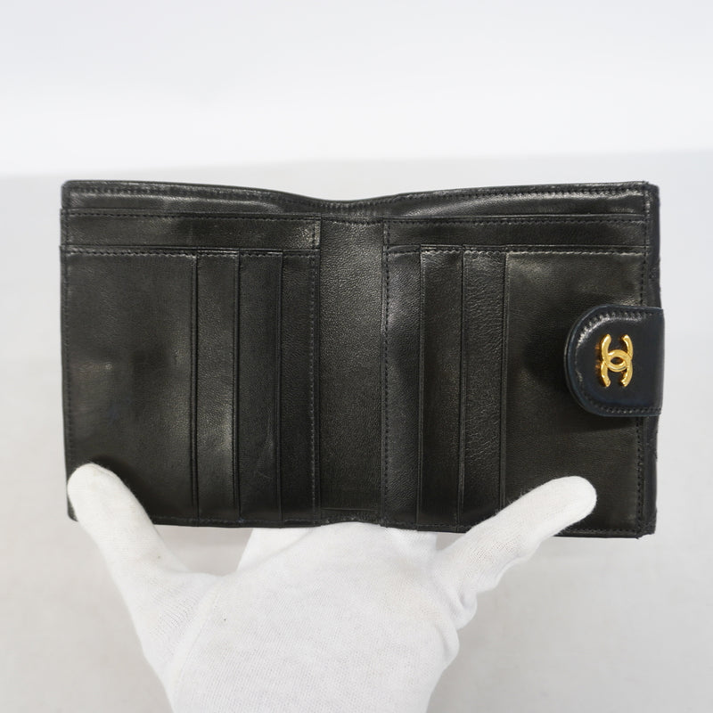 【6kd3451】シャネル 財布 ビコローレ ラムスキン ブラック ゴールド金具【中古】レディース