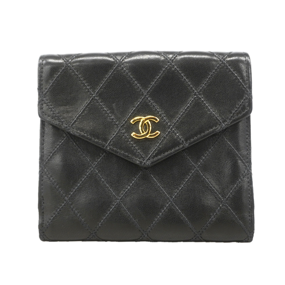 【6kd3451】シャネル 財布 ビコローレ ラムスキン ブラック ゴールド金具【中古】レディース