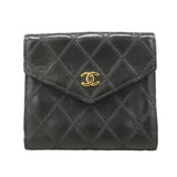 【6kd3451】シャネル 財布 ビコローレ ラムスキン ブラック ゴールド金具【中古】レディース