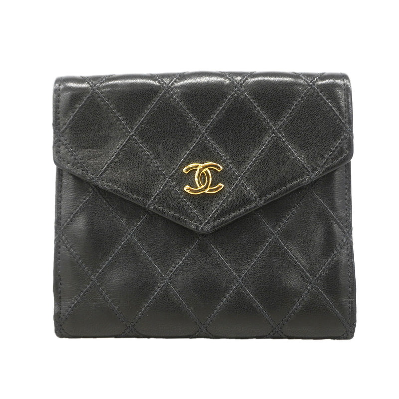 【6kd3451】シャネル 財布 ビコローレ ラムスキン ブラック ゴールド金具【中古】レディース