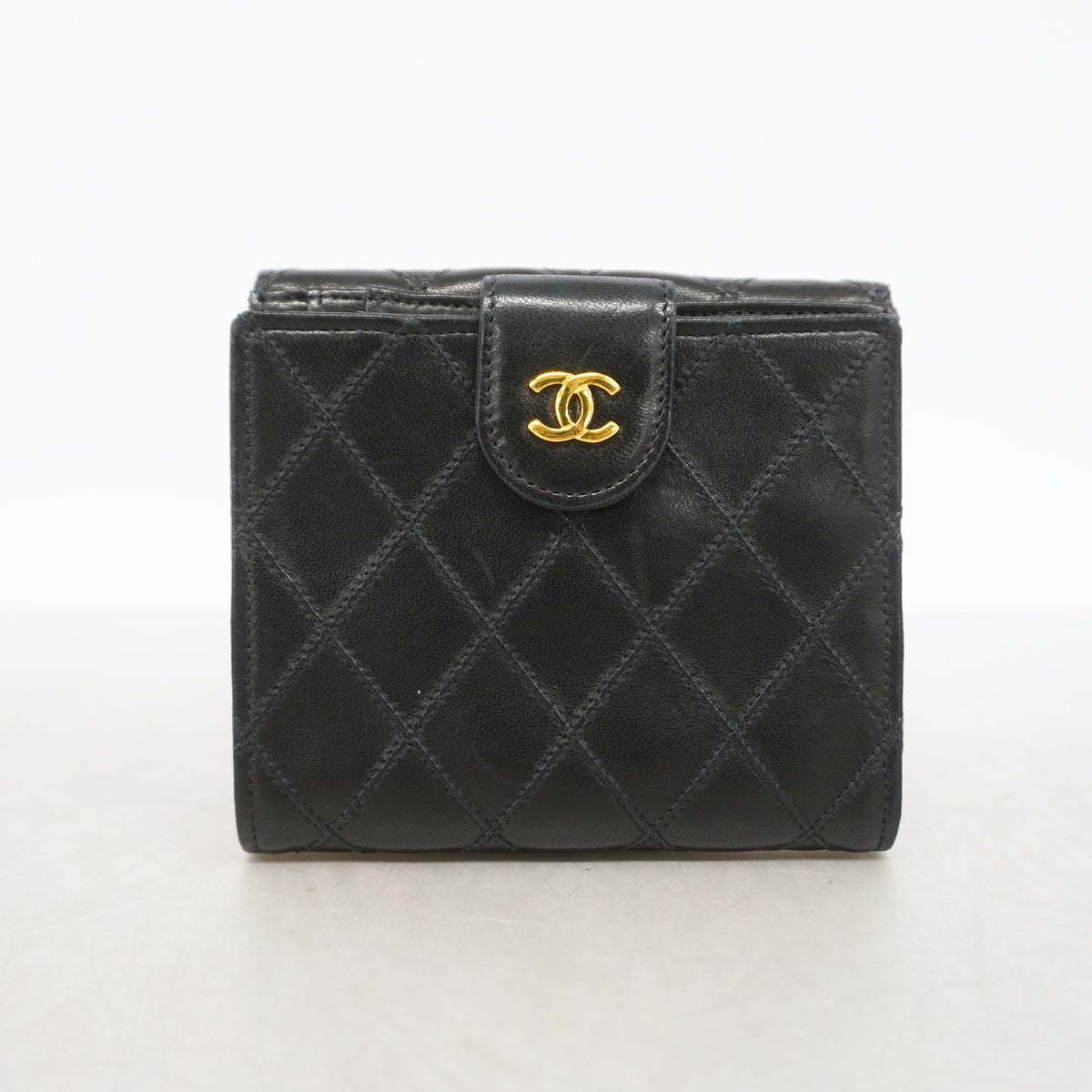 【6kd3451】シャネル 財布 ビコローレ ラムスキン ブラック ゴールド金具【中古】レディース