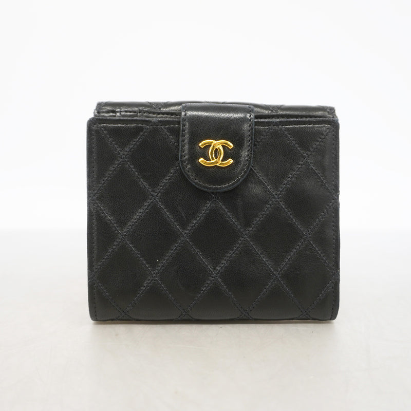 【6kd3451】シャネル 財布 ビコローレ ラムスキン ブラック ゴールド金具【中古】レディース