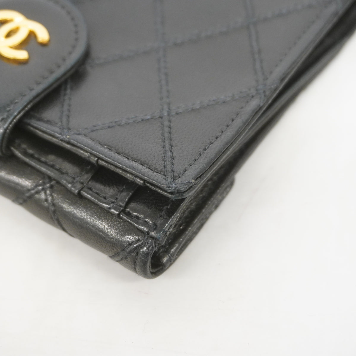 【6kd3451】シャネル 財布 ビコローレ ラムスキン ブラック ゴールド金具【中古】レディース
