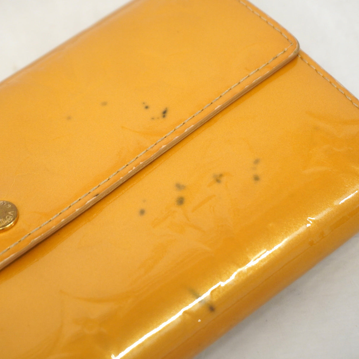 【6kd3453】ルイヴィトン 長財布 ヴェルニ ポルトモネクレディ M91380 ノワゼット【中古】レディース