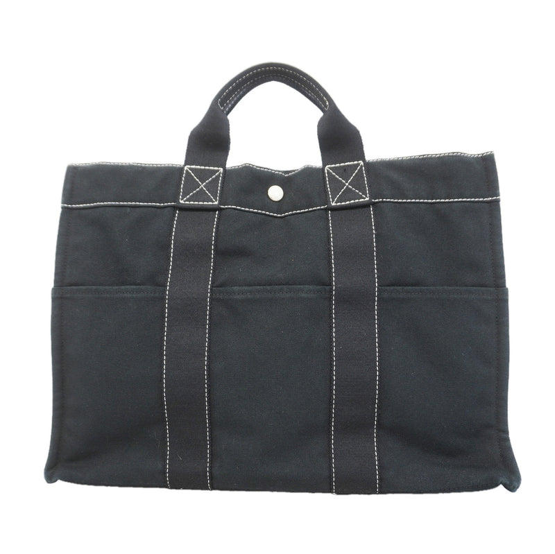 【6kd3459】エルメス トートバッグ ドーヴィルMM キャンバス ブラック シルバー金具【中古】メンズ レディース ユニセックス