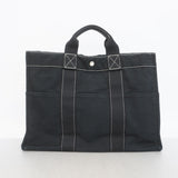 【6kd3459】エルメス トートバッグ ドーヴィルMM キャンバス ブラック シルバー金具【中古】メンズ レディース ユニセックス