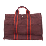 【6kd3460】エルメス トートバッグ フールトゥMM キャンバス ボルドー シルバー金具【中古】メンズ レディース ユニセックス